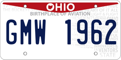 OH license plate GMW1962