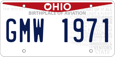 OH license plate GMW1971