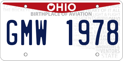 OH license plate GMW1978