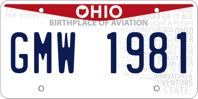OH license plate GMW1981