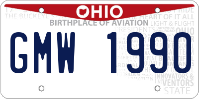 OH license plate GMW1990