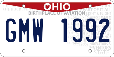 OH license plate GMW1992
