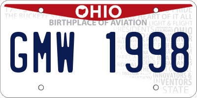 OH license plate GMW1998