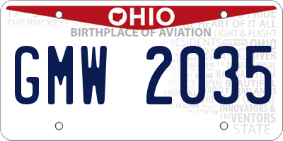 OH license plate GMW2035