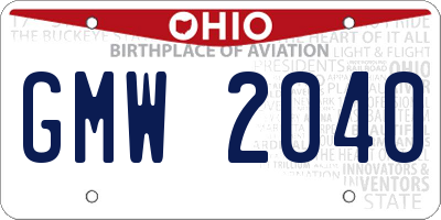 OH license plate GMW2040