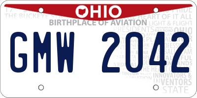 OH license plate GMW2042