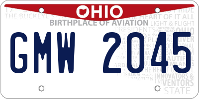 OH license plate GMW2045