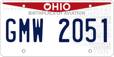 OH license plate GMW2051