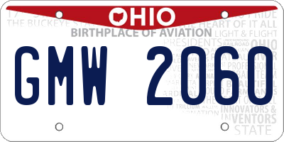 OH license plate GMW2060