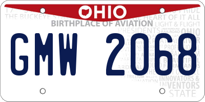 OH license plate GMW2068