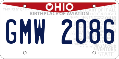 OH license plate GMW2086