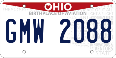 OH license plate GMW2088