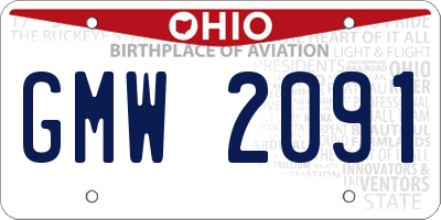 OH license plate GMW2091