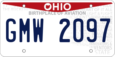 OH license plate GMW2097