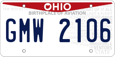 OH license plate GMW2106