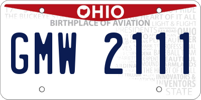 OH license plate GMW2111
