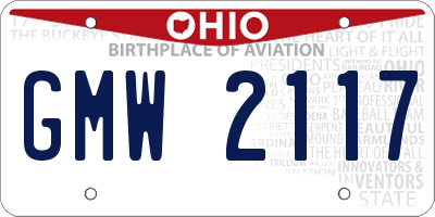 OH license plate GMW2117