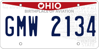 OH license plate GMW2134
