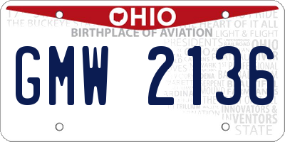 OH license plate GMW2136