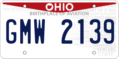 OH license plate GMW2139