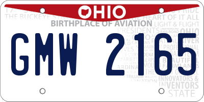 OH license plate GMW2165