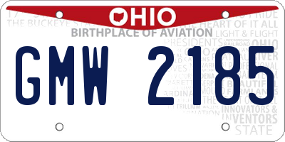 OH license plate GMW2185