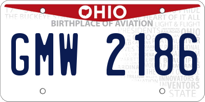OH license plate GMW2186
