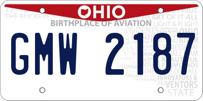 OH license plate GMW2187