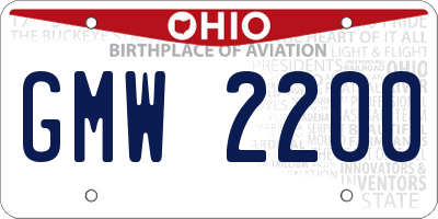 OH license plate GMW2200