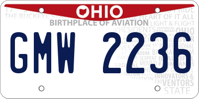 OH license plate GMW2236