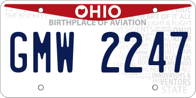 OH license plate GMW2247