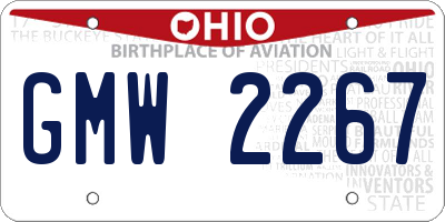 OH license plate GMW2267