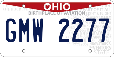 OH license plate GMW2277
