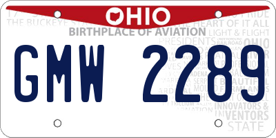 OH license plate GMW2289