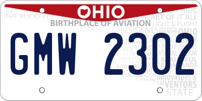 OH license plate GMW2302