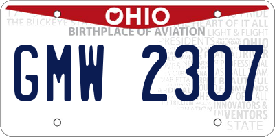 OH license plate GMW2307