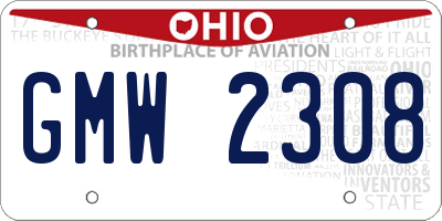 OH license plate GMW2308
