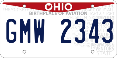 OH license plate GMW2343