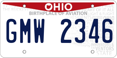 OH license plate GMW2346