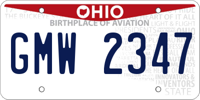 OH license plate GMW2347