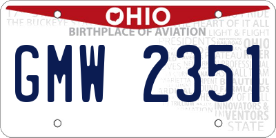 OH license plate GMW2351