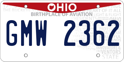 OH license plate GMW2362
