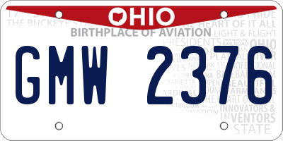 OH license plate GMW2376