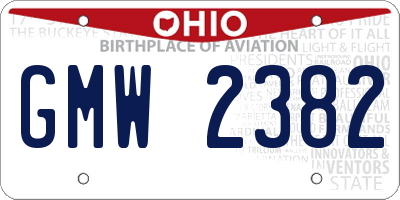 OH license plate GMW2382