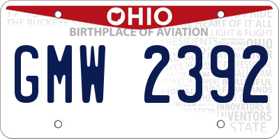 OH license plate GMW2392