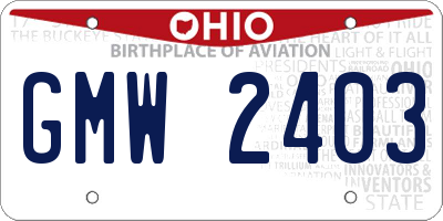 OH license plate GMW2403