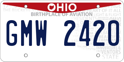 OH license plate GMW2420