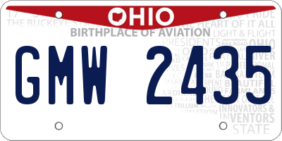OH license plate GMW2435
