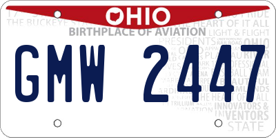 OH license plate GMW2447
