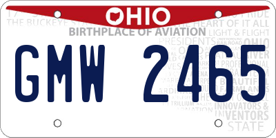 OH license plate GMW2465